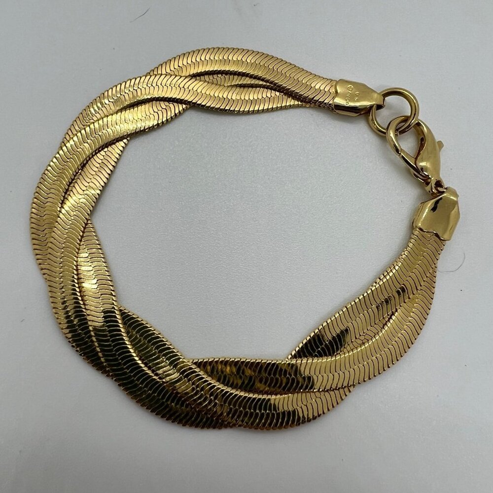 Avon Gold Tone Silk Chain Braided Costume Estate Bracelet
